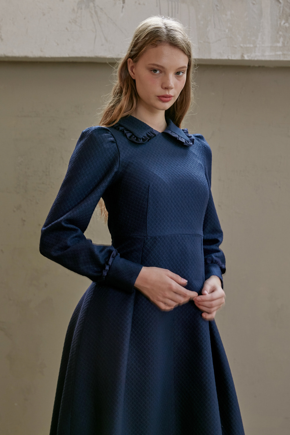 Viola wool silk flare dress