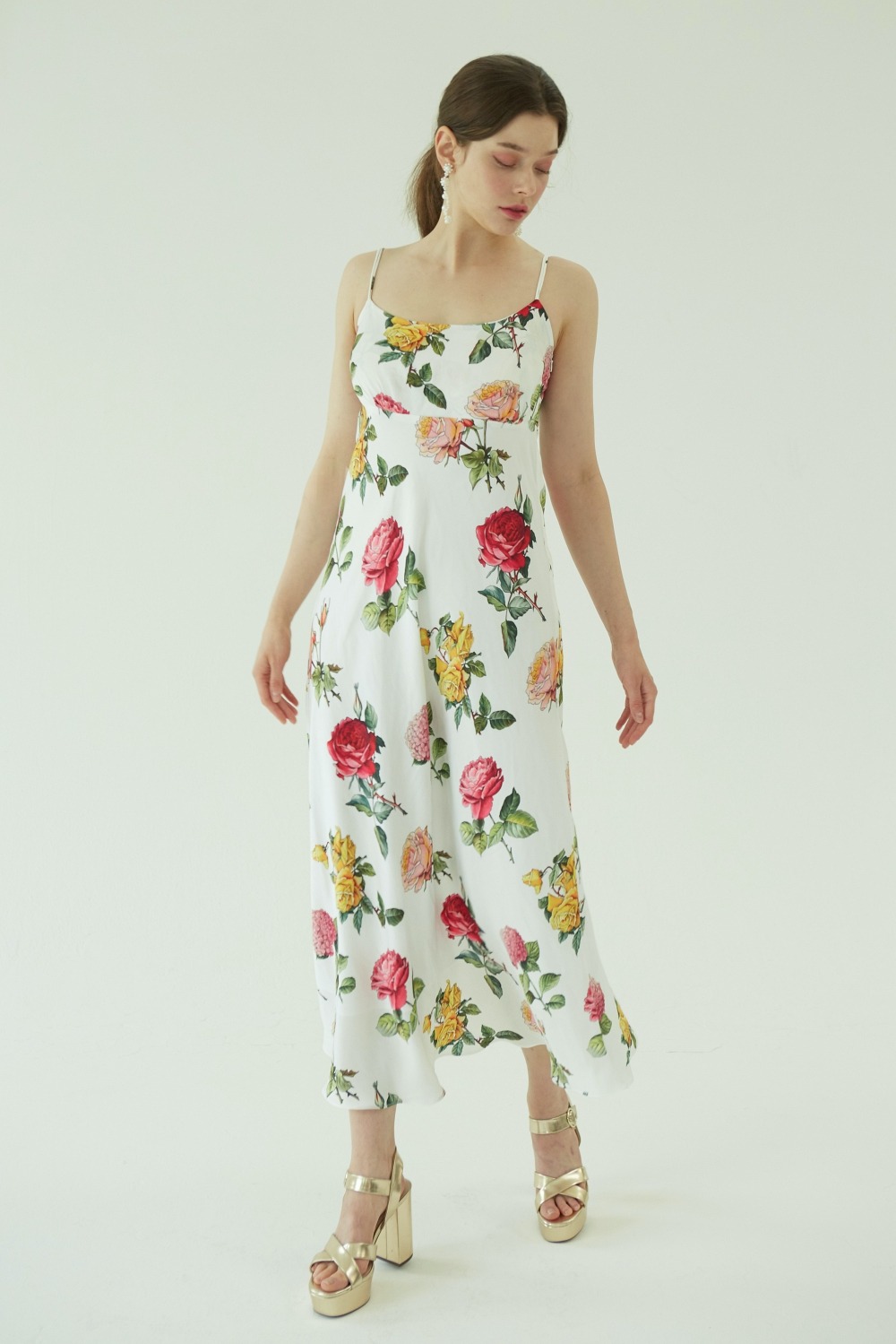 Botanic garden slip dress (White)