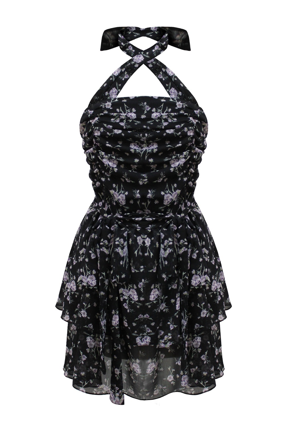 Irene shirring mini dress (Black)