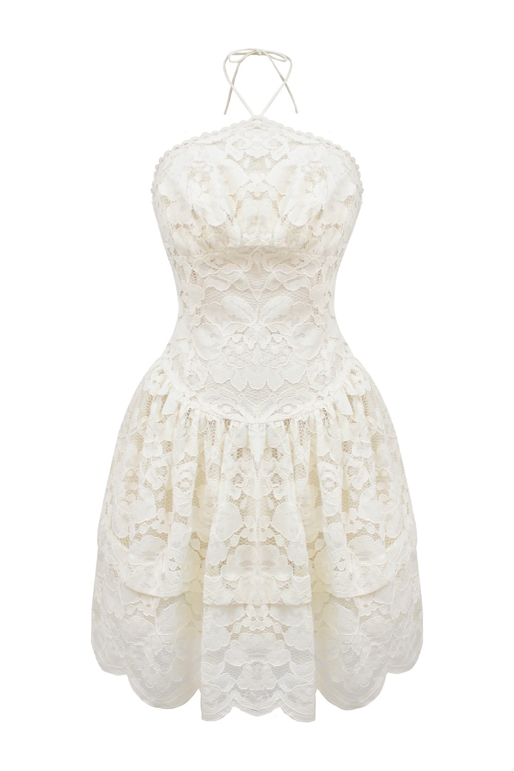 Bella lace halter mini dress (Ivory)