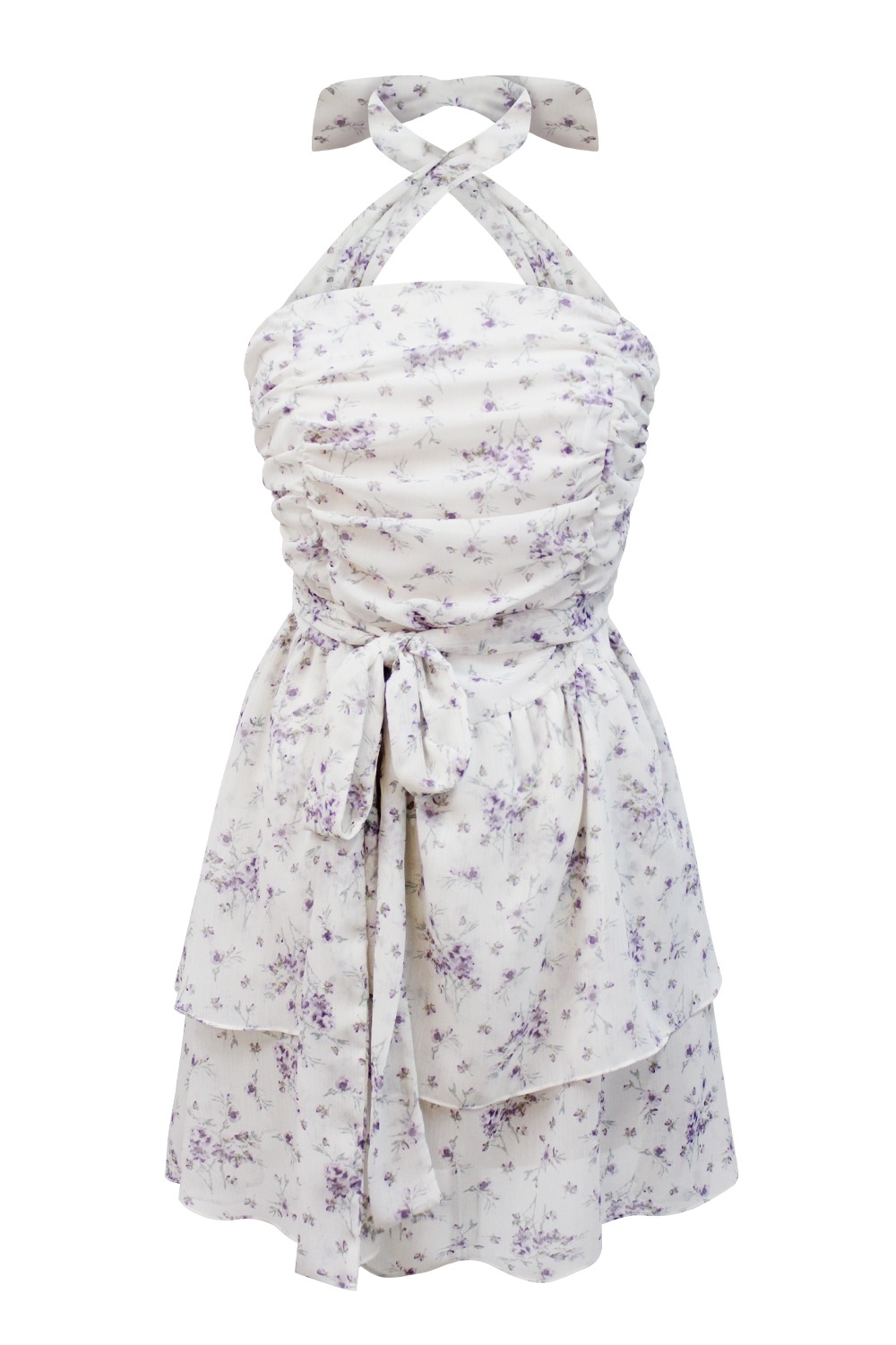 Irene shirring mini dress (White)